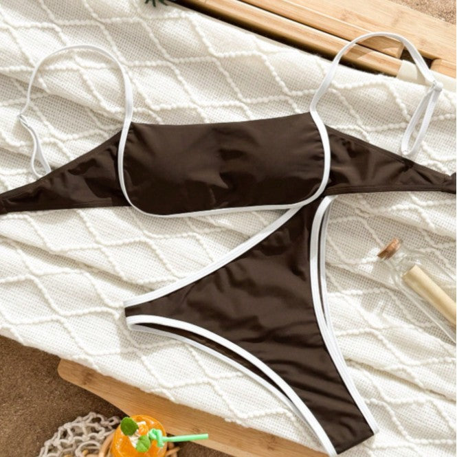 Damen Bikini-Set mit schmalen Trägern und originellem Kontrastdetail Echo Archiv