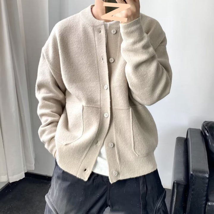 Damen Bequemer Cardigan mit Knopfleiste und Taschen – Veloura