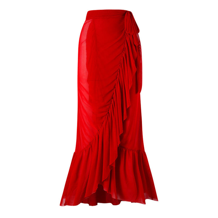 Damen Einteiler Badeanzug mit dekorativen Blumenapplikationen und elegantem Wickelrock Echo Archiv