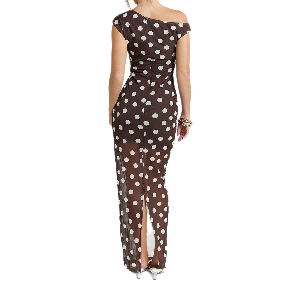 Damen Elegantes und transparentes Maxikleid mit Punkten Echo Archiv