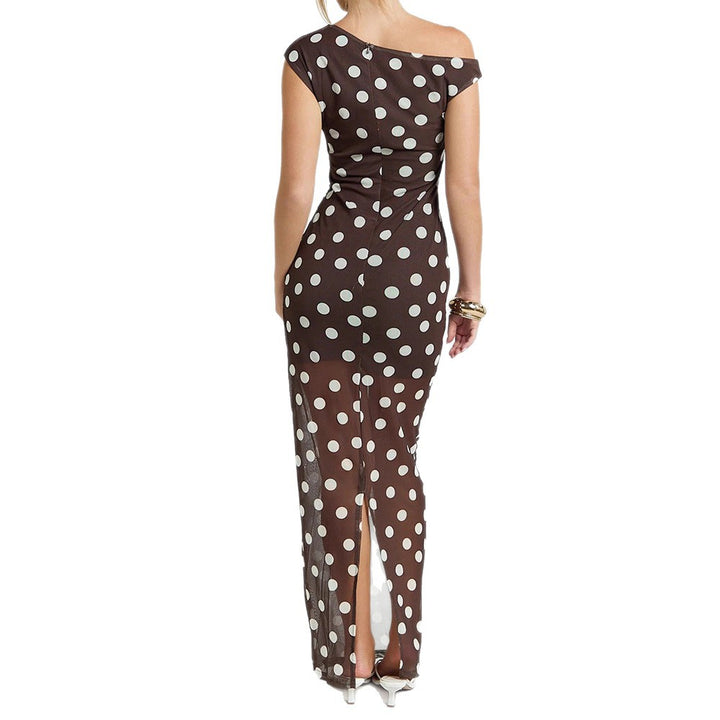 Damen Elegantes und transparentes Maxikleid mit Punkten Echo Archiv