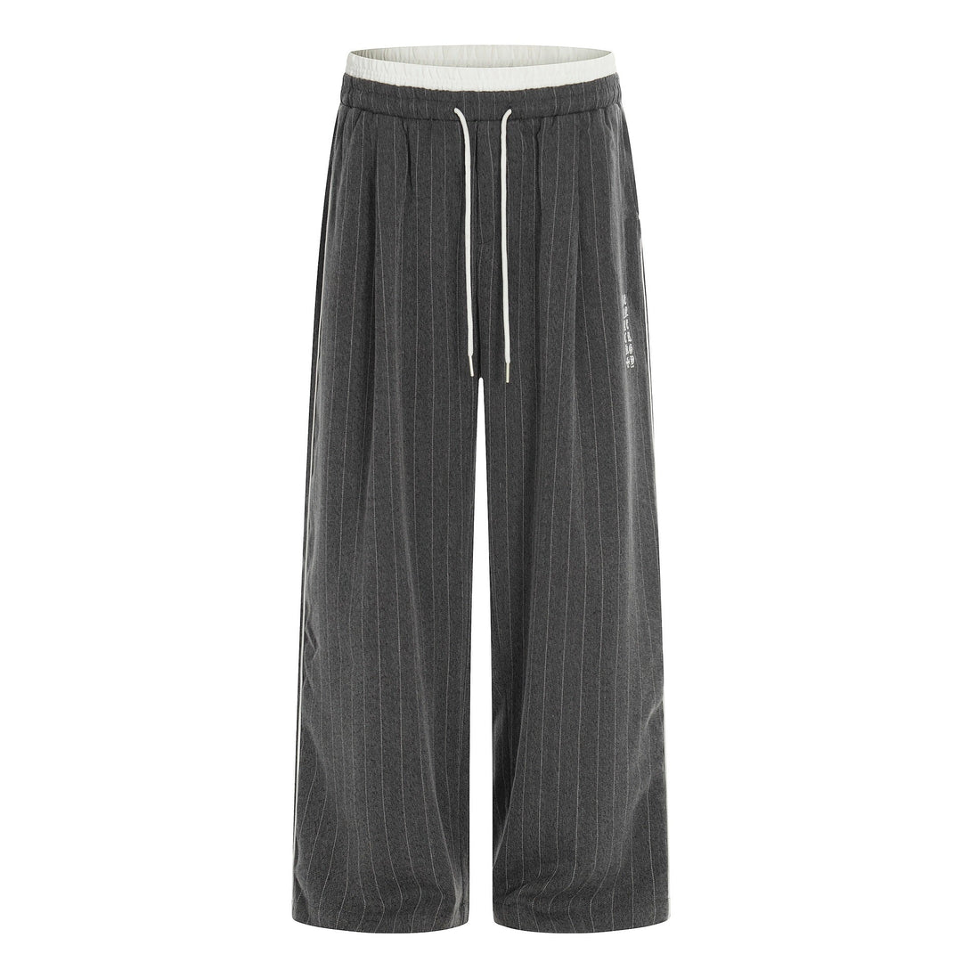Damen Weite Pinstripe-Culotte-Hose mit elastischem Bund und Kordelzug Echoarchiv