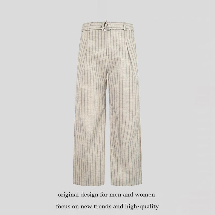Damen Weite Leinen-Mix Culotte-Hose mit Hochbund und D-Ring-Gürtel Echoarchiv