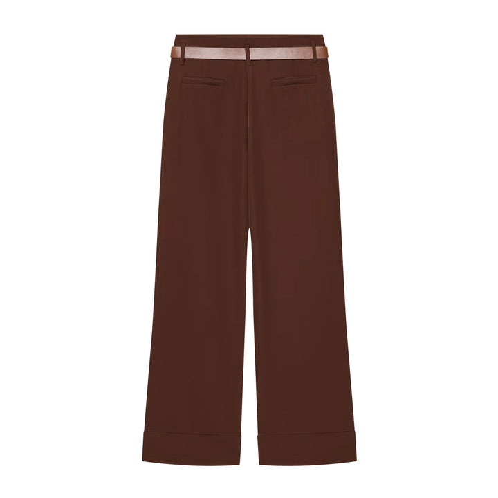 Damen Culotte-Hose mit hohem Bund, weitem Bein, breitem Aufschlag und Gürtelpassanten – Avélisse
