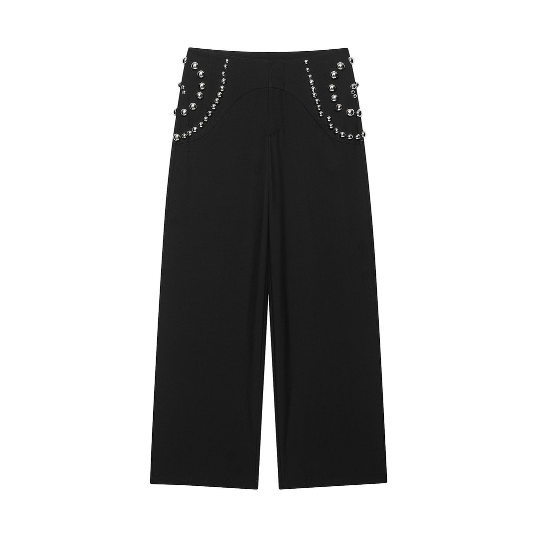 Damen Weite Highwaist-Hose mit Nietenbesatz und dekorativen Zierperlen Echo Archiv