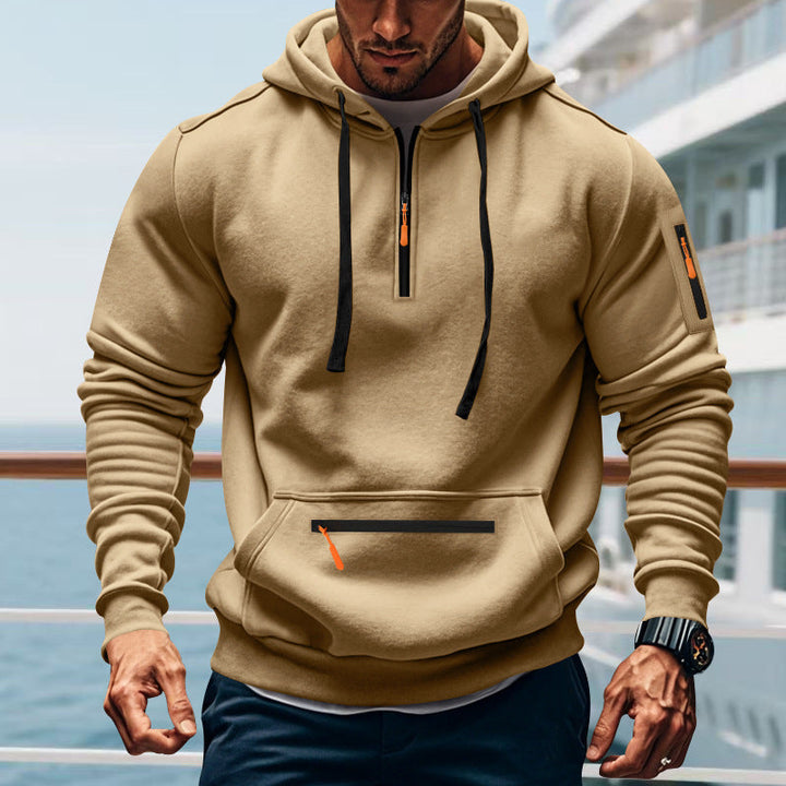 Herren sportlicher Kapuzenpullover mit praktischem Zwei-Wege-Reißverschluss und seitlichen Taschen Echoarchiv