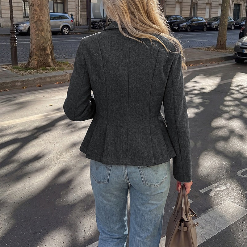 Damen Doppelreihiger taillierter Blazer mit Schößchen – Valéne