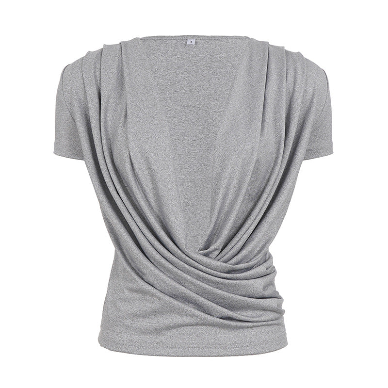 Damen elegantes Wickeloberteil mit tiefem V-Ausschnitt und einzigartiger Drapierung Echo Archiv
