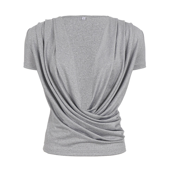 Damen elegantes Wickeloberteil mit tiefem V-Ausschnitt und einzigartiger Drapierung Echo Archiv