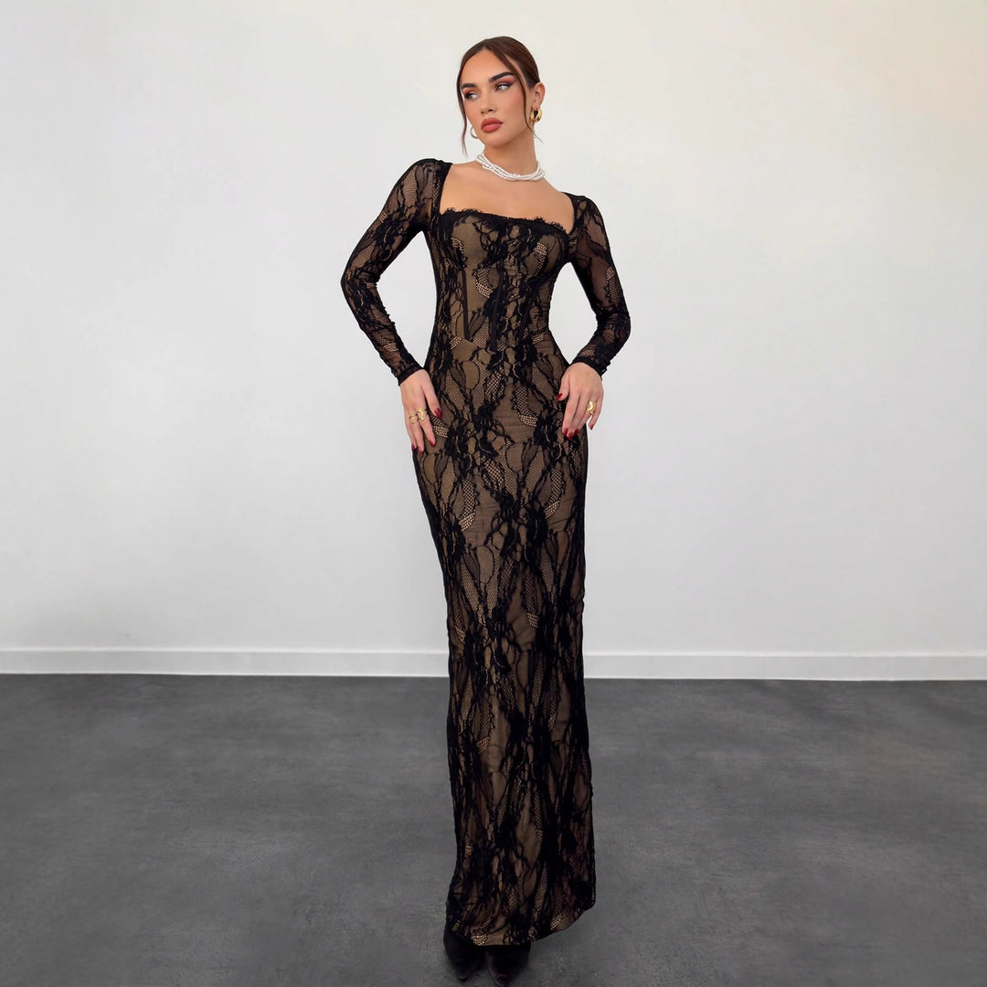 Damen Spitzenmaxikleid mit durchscheinenden Einsätzen Echo Archiv
