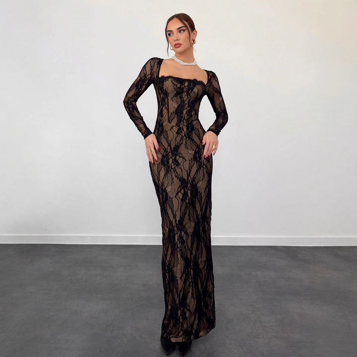 Damen Spitzenmaxikleid mit durchscheinenden Einsätzen Echo Archiv
