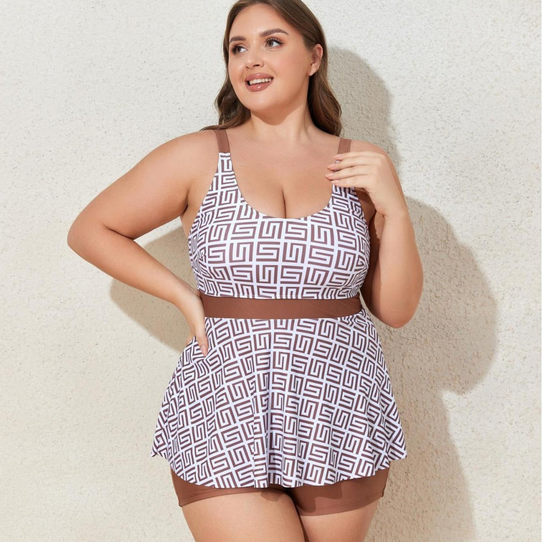 Damen Modischer Tankini mit skulpturalen Musteranwendungen Echo Archiv