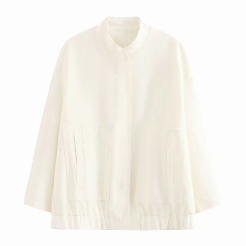 Damen nan oversized Blousonjacke mit Stehkragen, verdeckter Frontleiste und elastischem Bund Echo Archiv