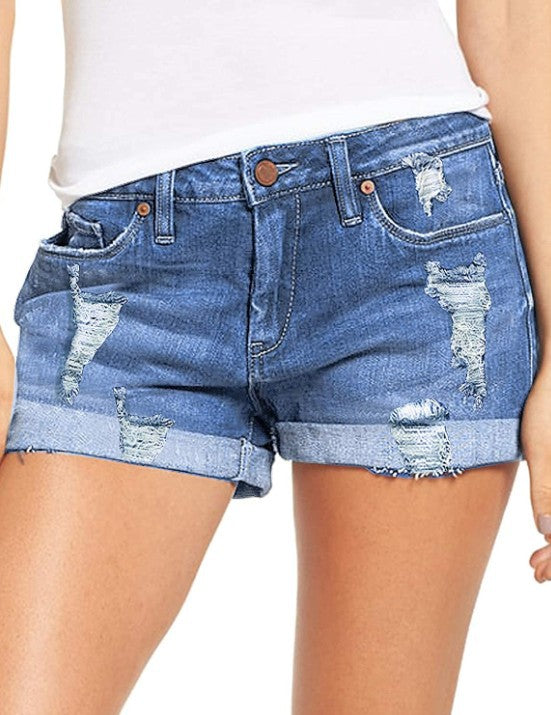 Damen Destroyed Denim-Shorts im lässigen Freizeitstil Echo Archiv
