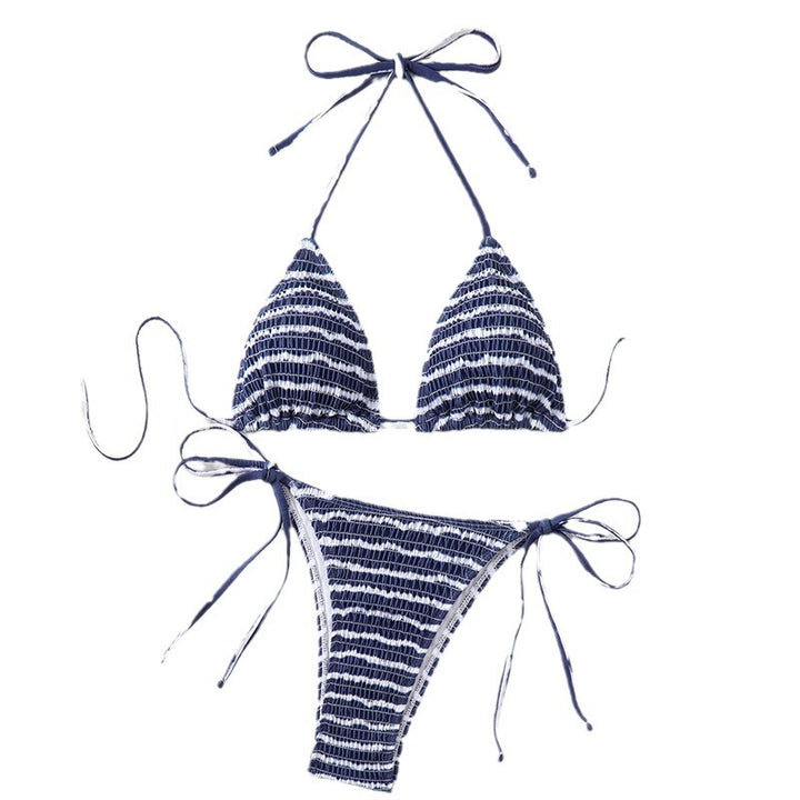 Damen Triangel-Bikini mit feinem Streifenmuster und raffinierten Bindebändern Echo Archiv