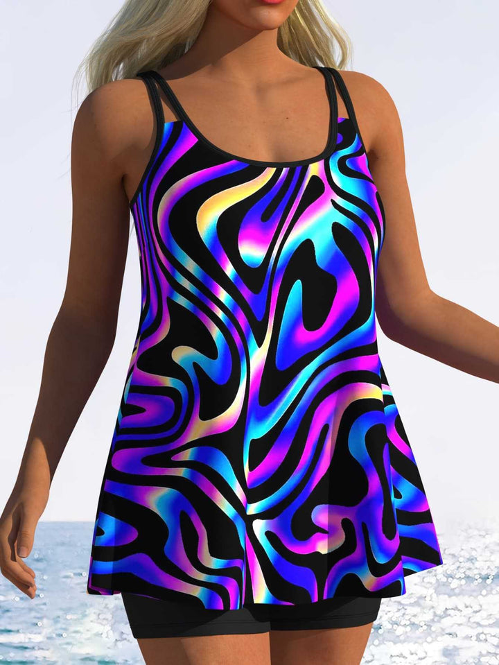 Damen Tankini mit verspieltem Streifenmuster und originellem Schnitt Echo Archiv