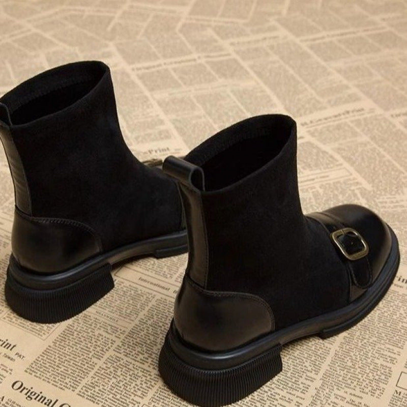 Damen Elegante Chelsea-Stiefeletten mit Blockabsatz und Schnallen-Detail – Varelle