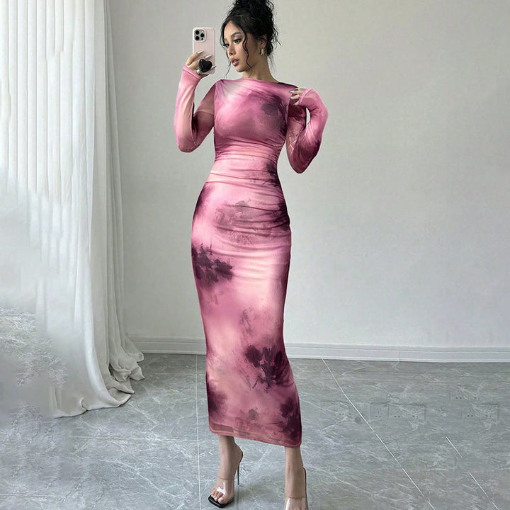 Damen Elegantes Wickelkleid mit Struktur Echo Archiv