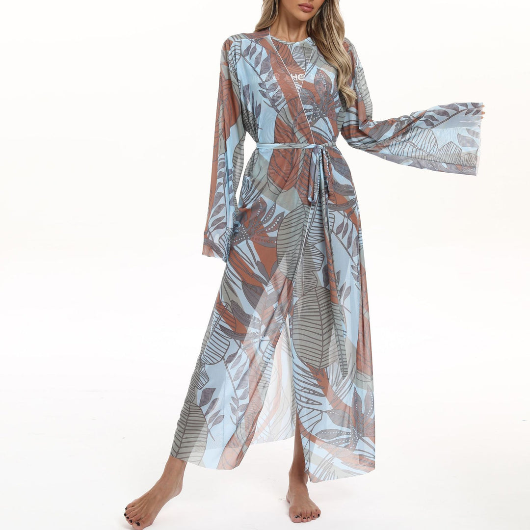 Damen Transparenter Strandkimono mit floralen Mustern Echo Archiv