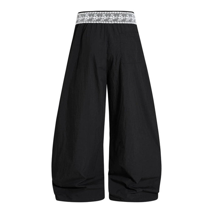 Damen Weite Palazzo-Loungehose mit elastischem Komfortbund, Kontraststreifen und Spitzenschnur Echoarchiv