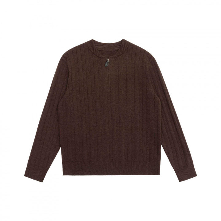 Herren Grobgerippter Halbzip-Pullover aus Merino‑Mix mit Stehkragen Echo Archiv