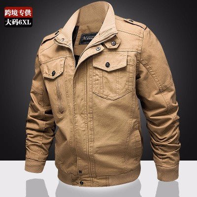 Herren Canvas-Feldblouson im Military-Utility-Stil mit Schulterepauletten und verdecktem Zweiwege-Reißverschluss Echoarchiv