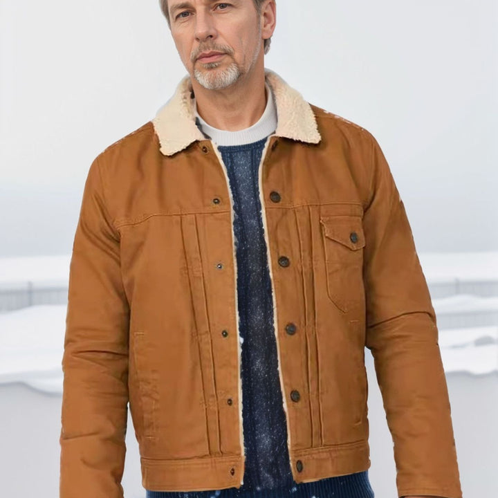 Herren gefütterte Denimjacke mit Teddykragen und praktischen Taschen Echoarchiv