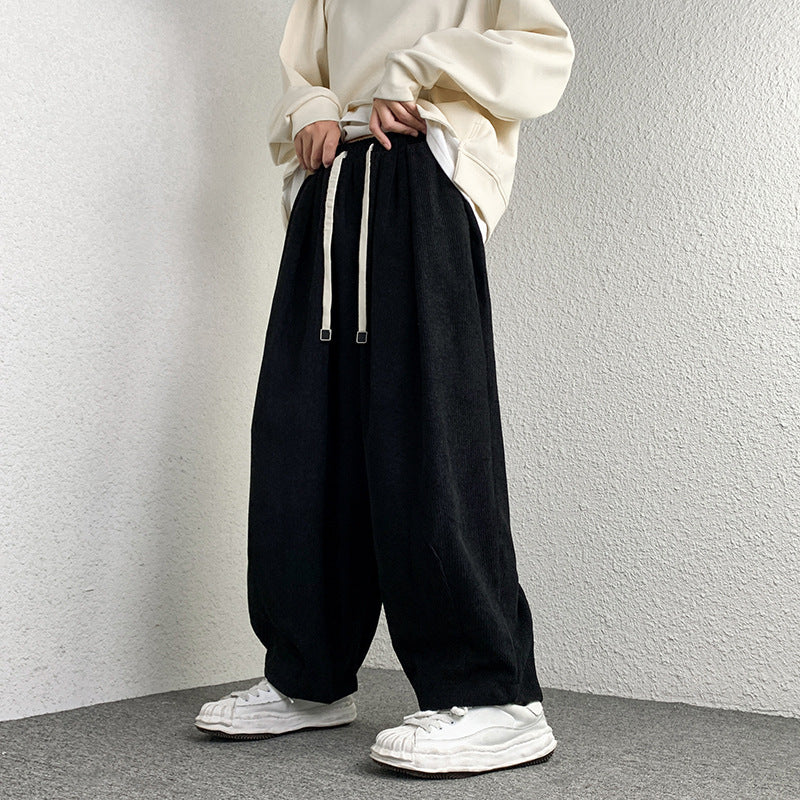Unisex Extraweit geschnittene Cord-Loungehose mit Tunnelzug und elastischen Bündchen Echo Archiv