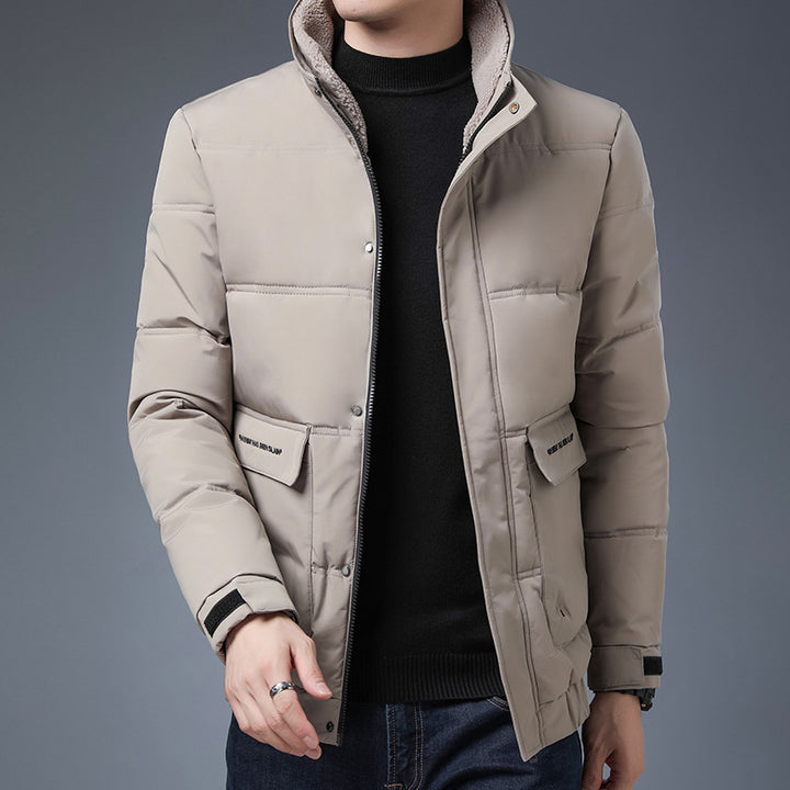 Herren gesteppte Winterjacke mit hochschützendem Kragen und praktischen Taschen Echoarchiv