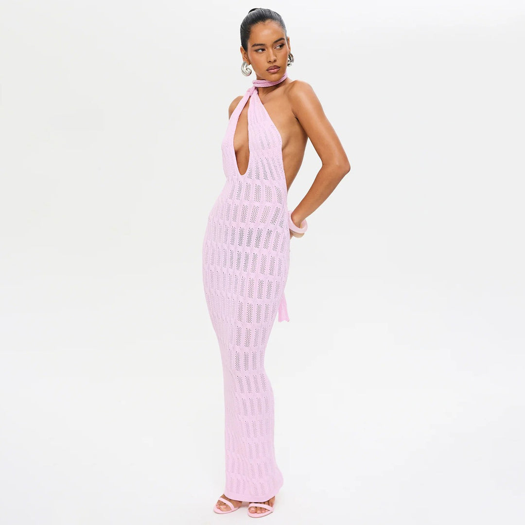Damen trendiges Netzkleid mit Bindegürtel Echo Archiv
