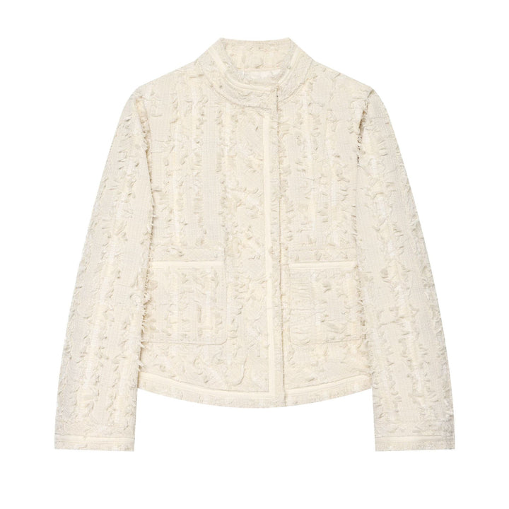 Damen Kurzjacke aus Bouclé-Tweed mit Fransendetails und Stehkragen Echo Archiv