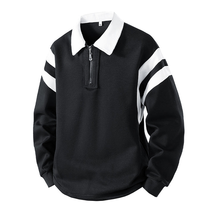 Herren Retro-Sportliches Rugby-Pulli mit halbhohem Reißverschluss und kontrastierendem Hemdkragen Echo Archiv