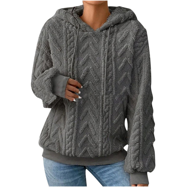 Damen Flauschiger Kapuzenpullover im Zopfmuster mit Oversize-Schnitt Echo Archiv