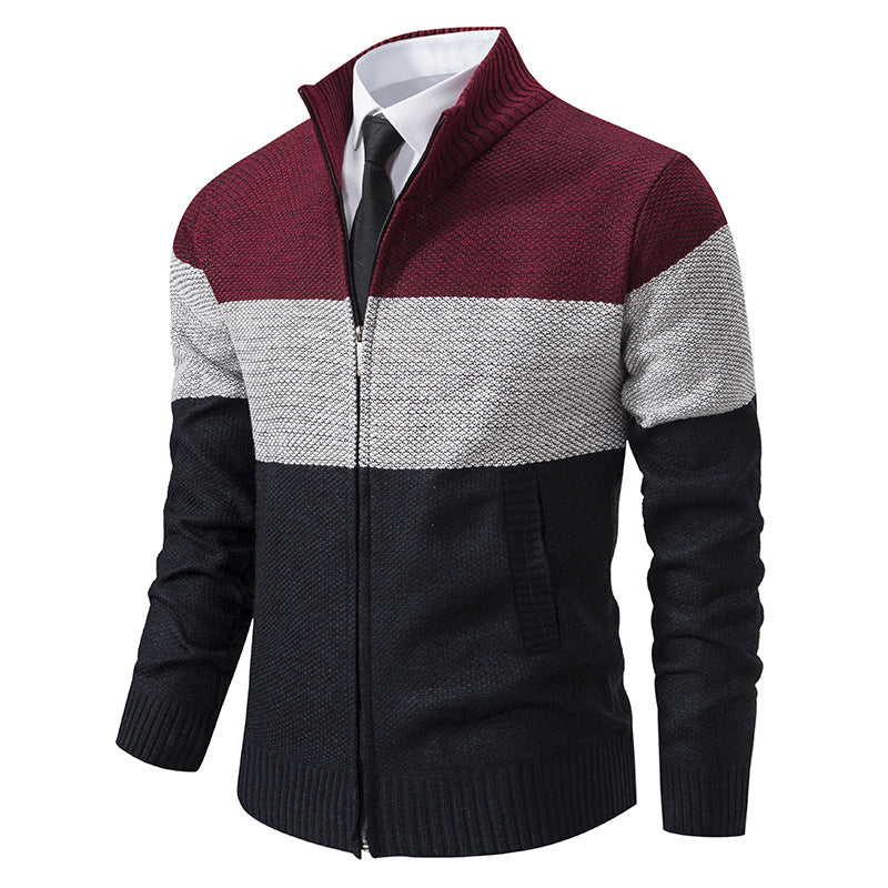 Herren modische Strickjacke mit hohem Kragen und modernem Reißverschluss Echoarchiv