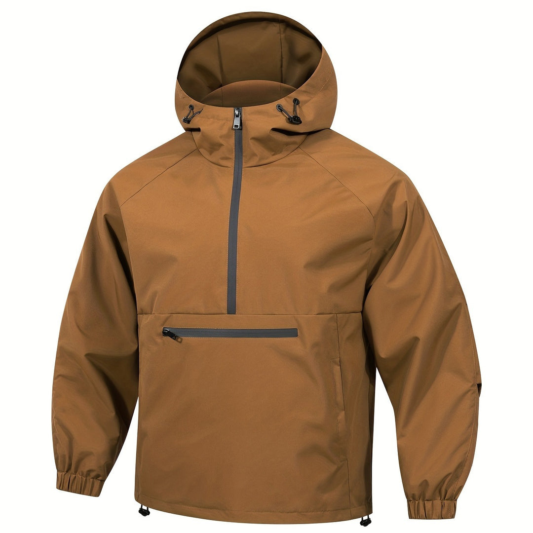 Herren Wind- und Wasserabweisende Anorak-Pulloverjacke mit Halbreißverschluss und Kängurutasche Echoarchiv