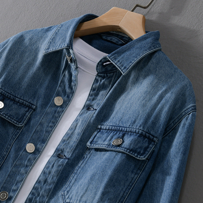 Herren Denim-Utility-Hemdjacke mit Brusttaschen und legerer Passform Echoarchiv