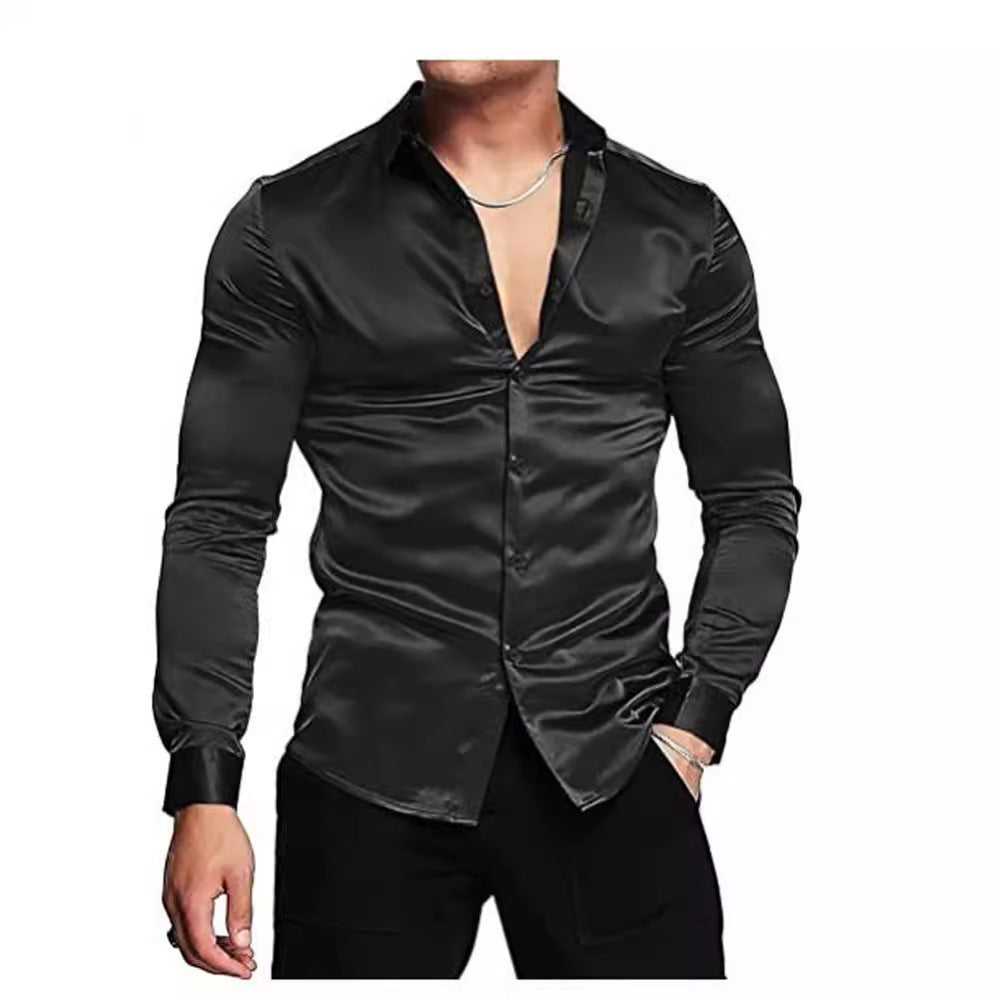 Herren klassisches Slim-Fit Hemd mit glänzender Oberfläche Echoarchiv