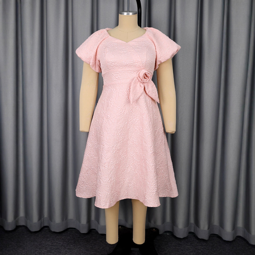 Damen Kleid mit voluminösen Puffärmeln und eleganter Schleifenapplikation Echo Archiv