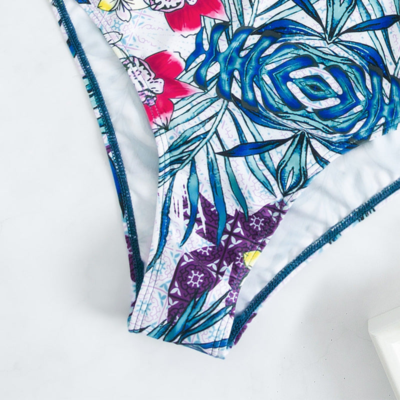Damen Einteiler Badeanzug mit dekorativem Blumenmuster und strukturierter Taille Echo Archiv