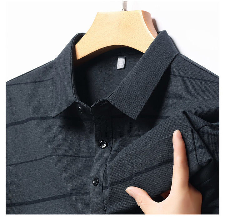 Herren elegantes Kurzarm-Poloshirt mit modischem Streifenmuster Echoarchiv