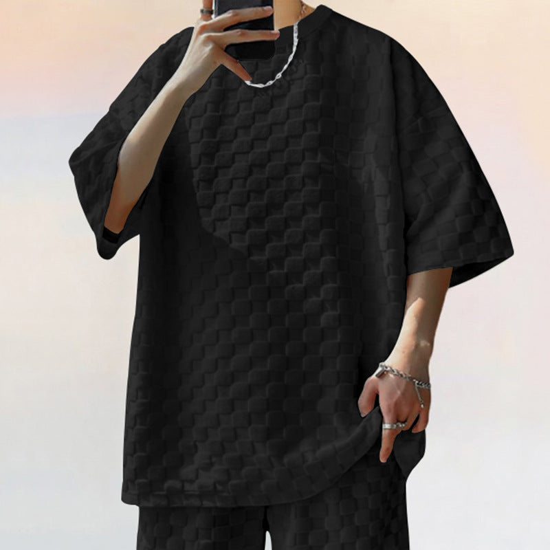 Herren lässiges Kurzarmshirt aus strukturierter Baumwolle Echoarchiv