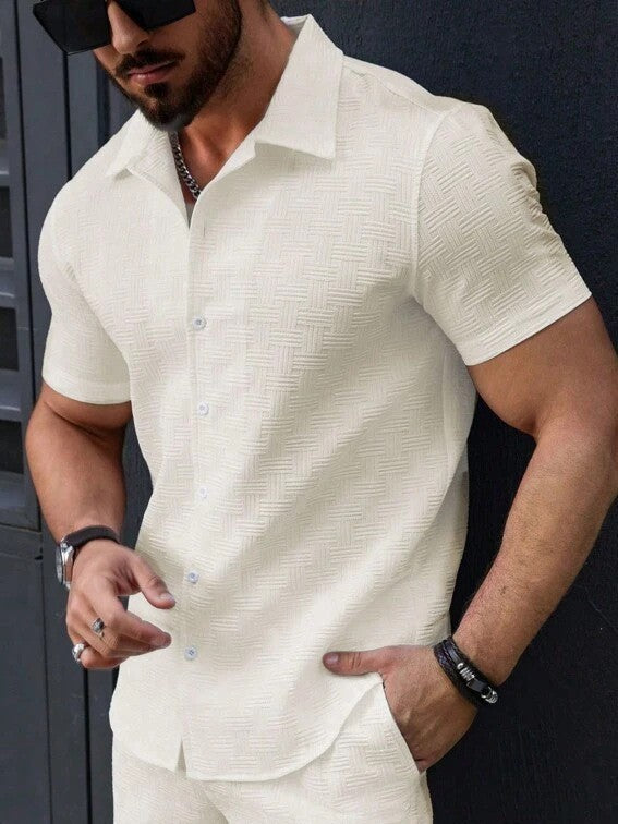 Herren Kurzarm Hemd mit strukturiertem Design Echoarchiv