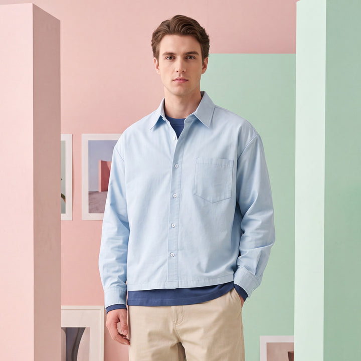 Herren Oversize Hemd mit Brusttasche und Boxy-Schnitt Echo Archiv