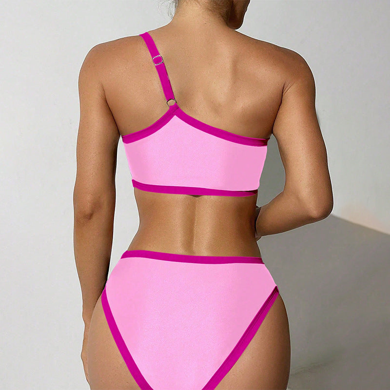 Damen asymmetrisches Bikini-Set mit modischen Kontrastnähten Echo Archiv