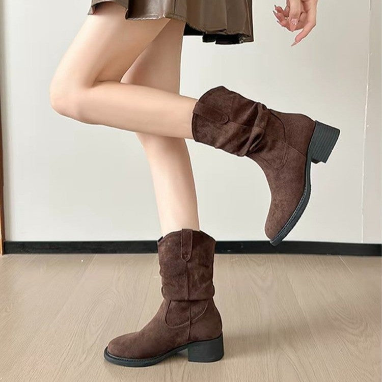 Damen Modische Stiefeletten aus weichem Wildleder Echo Archiv
