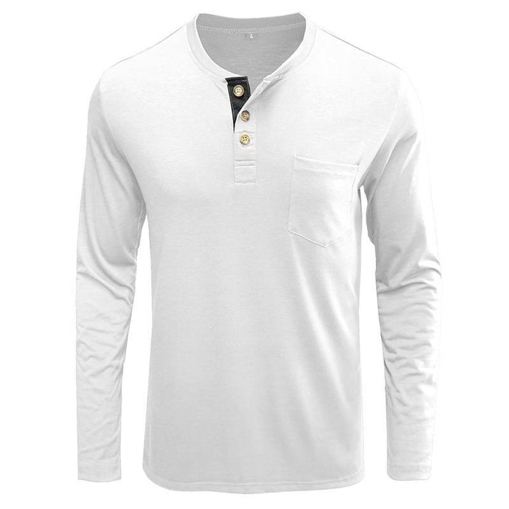 Herren Langarm-Henley-Shirt mit Knopfleiste und Brusttasche Echoarchiv