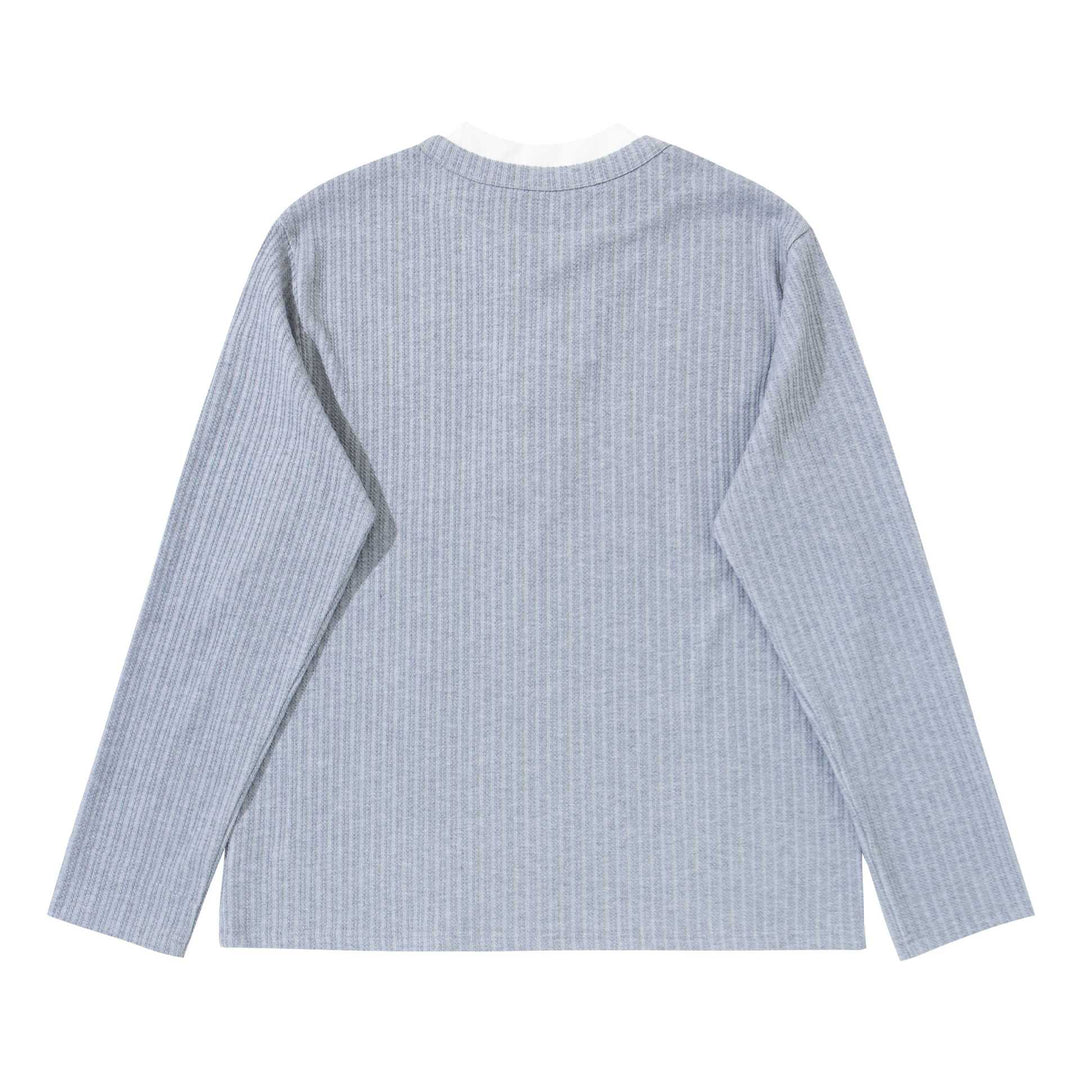 Unisex Feinstrukturierter Rippsweater mit Henley-Ausschnitt Echoarchiv