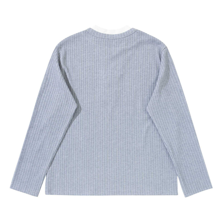Unisex Feinstrukturierter Rippsweater mit Henley-Ausschnitt Echoarchiv