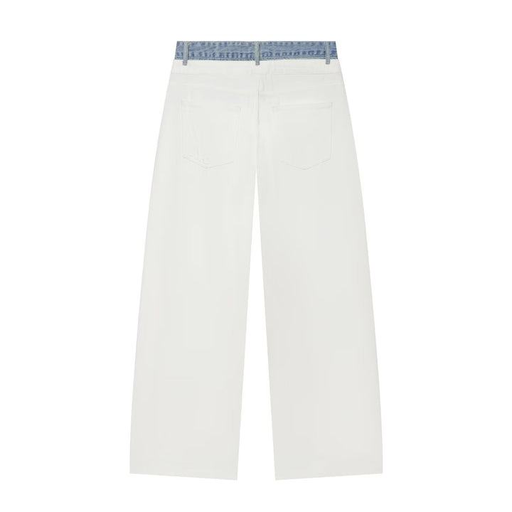 Damen Weitgeschnittene hochtaillierte Jeans mit Kontrast-Denimbund Echo Archiv