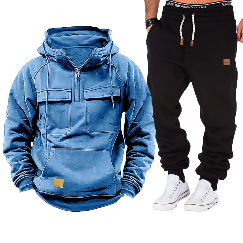 Herren funktionale Kapuzenjacke mit durchgehendem Reißverschluss und praktischen Taschen Echoarchiv